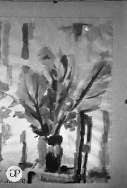 Natura morta con vaso e rami, fotografia d'archivio in bianco e nero — Giovanni Pennacchietti