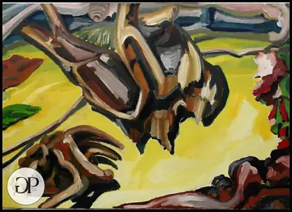 Radici contorte su fondo giallo — Giovanni Pennacchietti